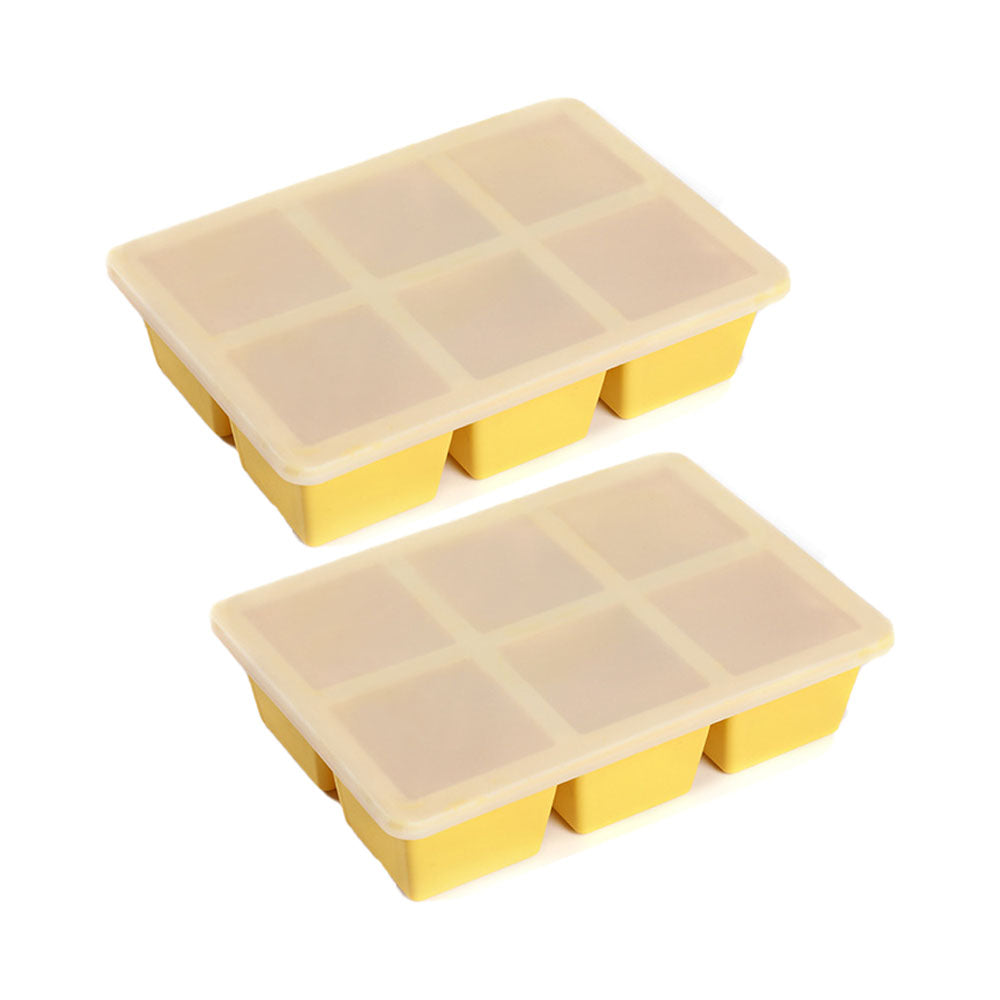 2Pcs 6-Grid Silicone Ice Cube Tray Large Square Ice Cube Mold