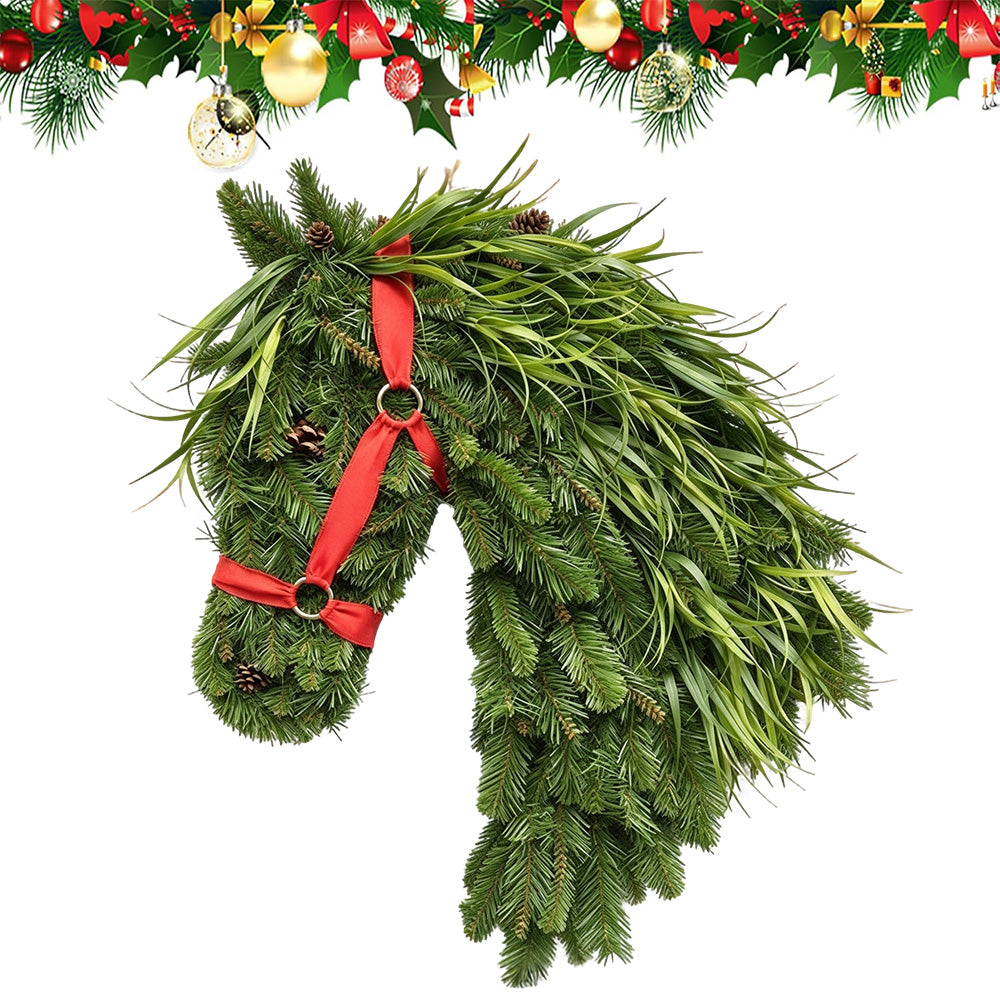 Artificial Horse Head Shaped Christmas Wreath for Door and Wall Decor