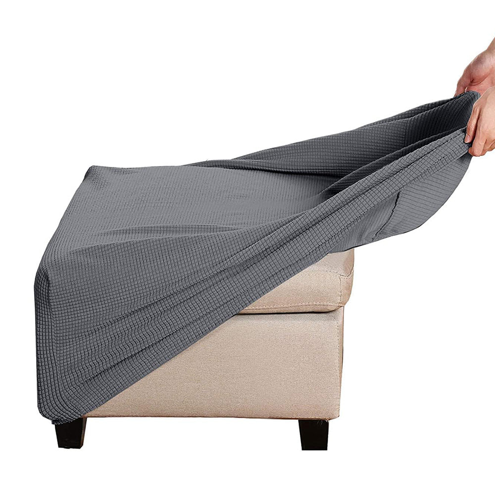 Elastic Jacquard Footrest Cover with Textured Stripes and Elastic Strap-Dark Grey
