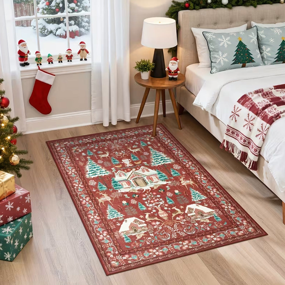 Vintage Christmas Crystal Velvet Area Rug Living Room Floor Mat-Style 1