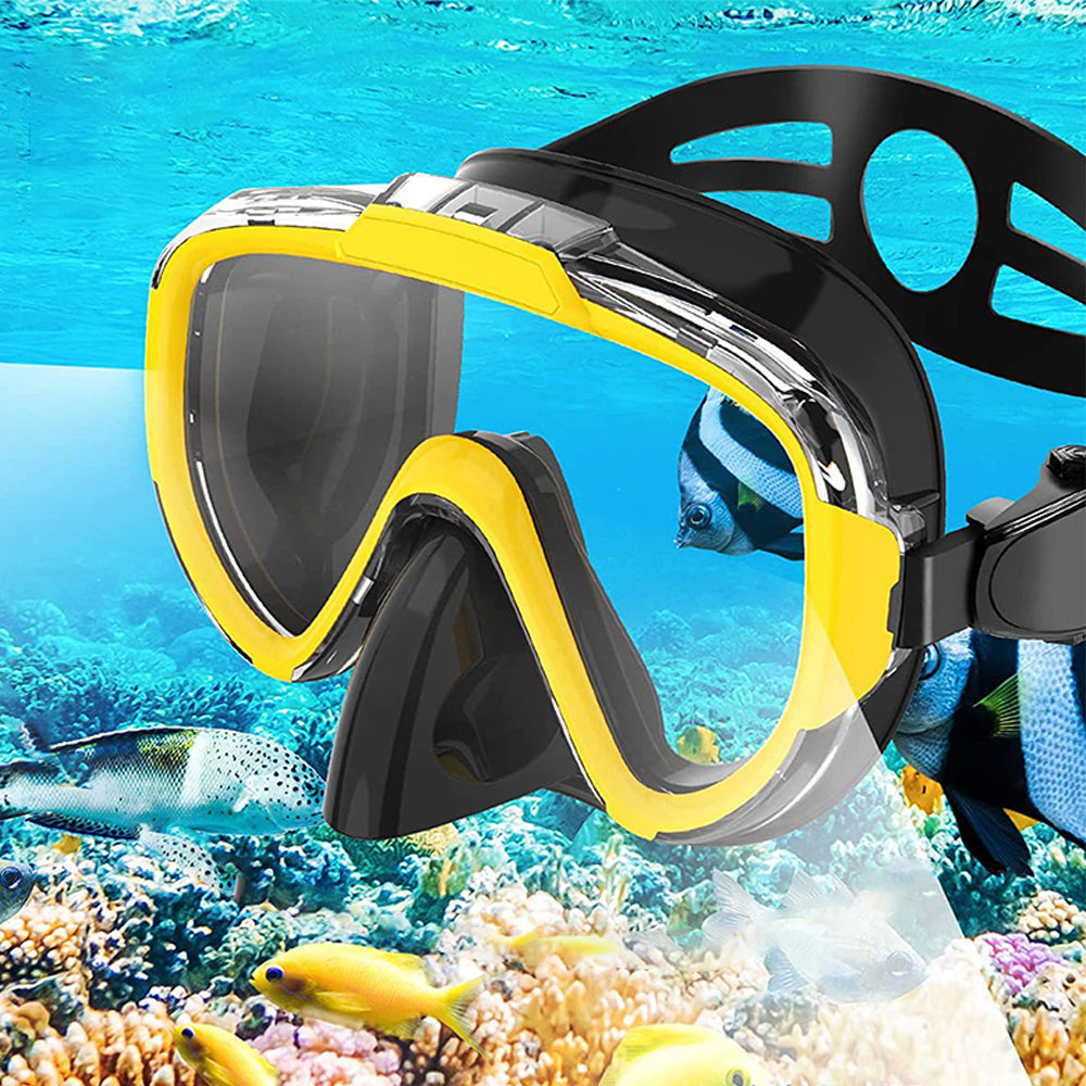 Diving Mask Anti-Fog Panoramic View Snorkel Dry Top Snorkeling Gear for Adults