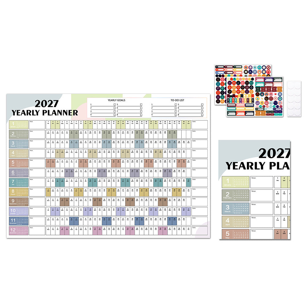 2027 Full Year Wall Calendar for Home Office and School Planning