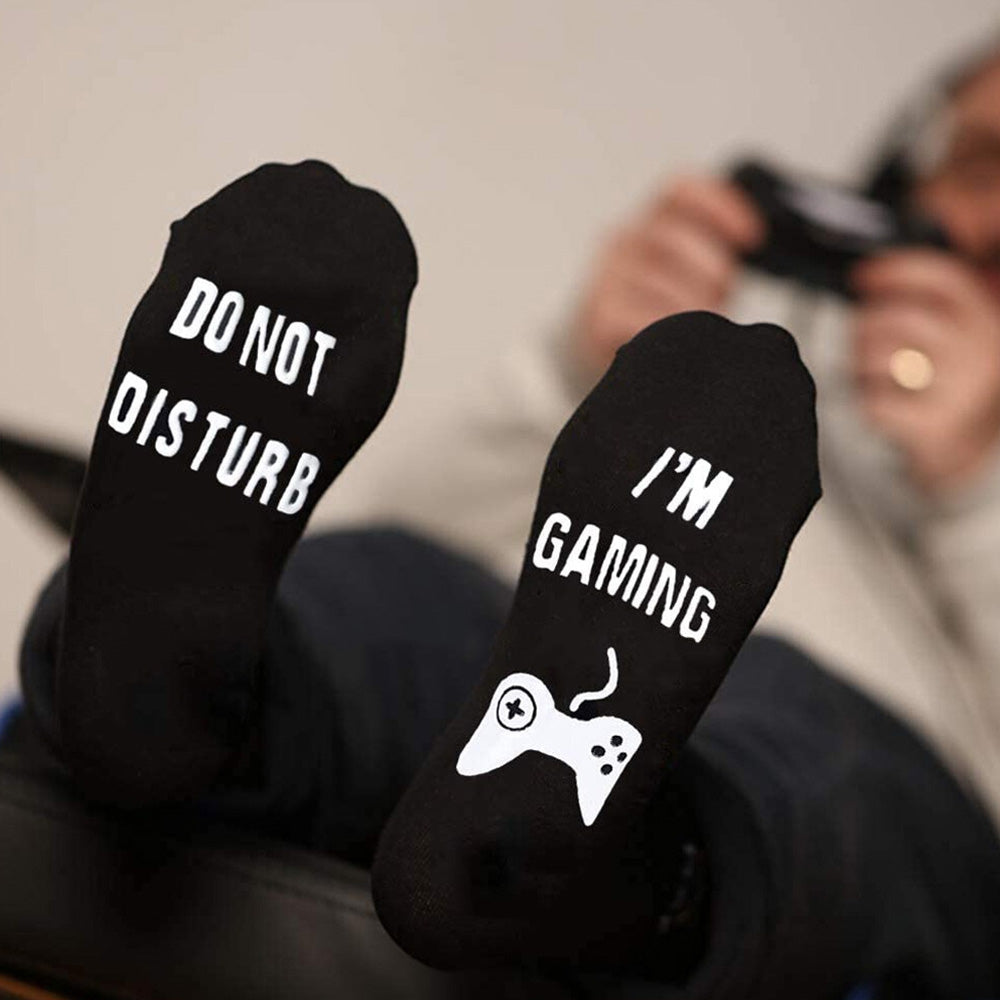 Funny Gaming Socks with Do Not Disturb I Am Gaming Text