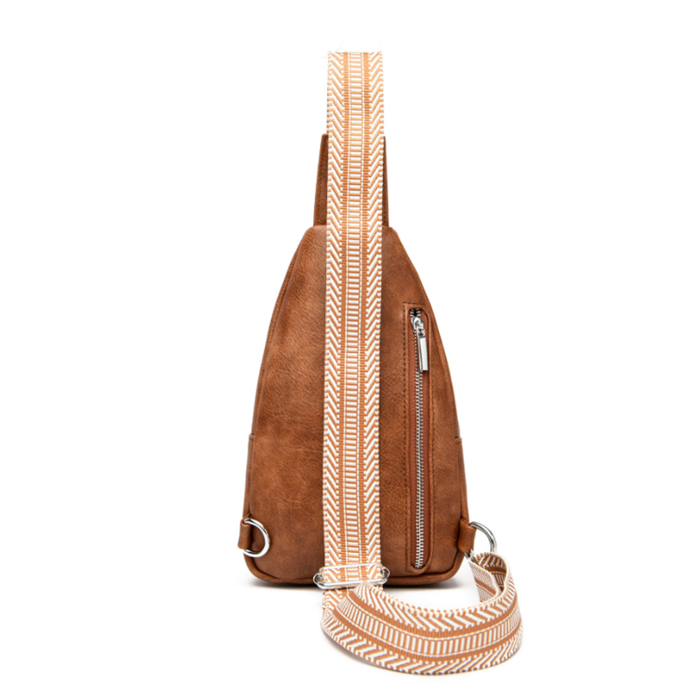 2Pcs PU Leather Sling Belt Chest Bag