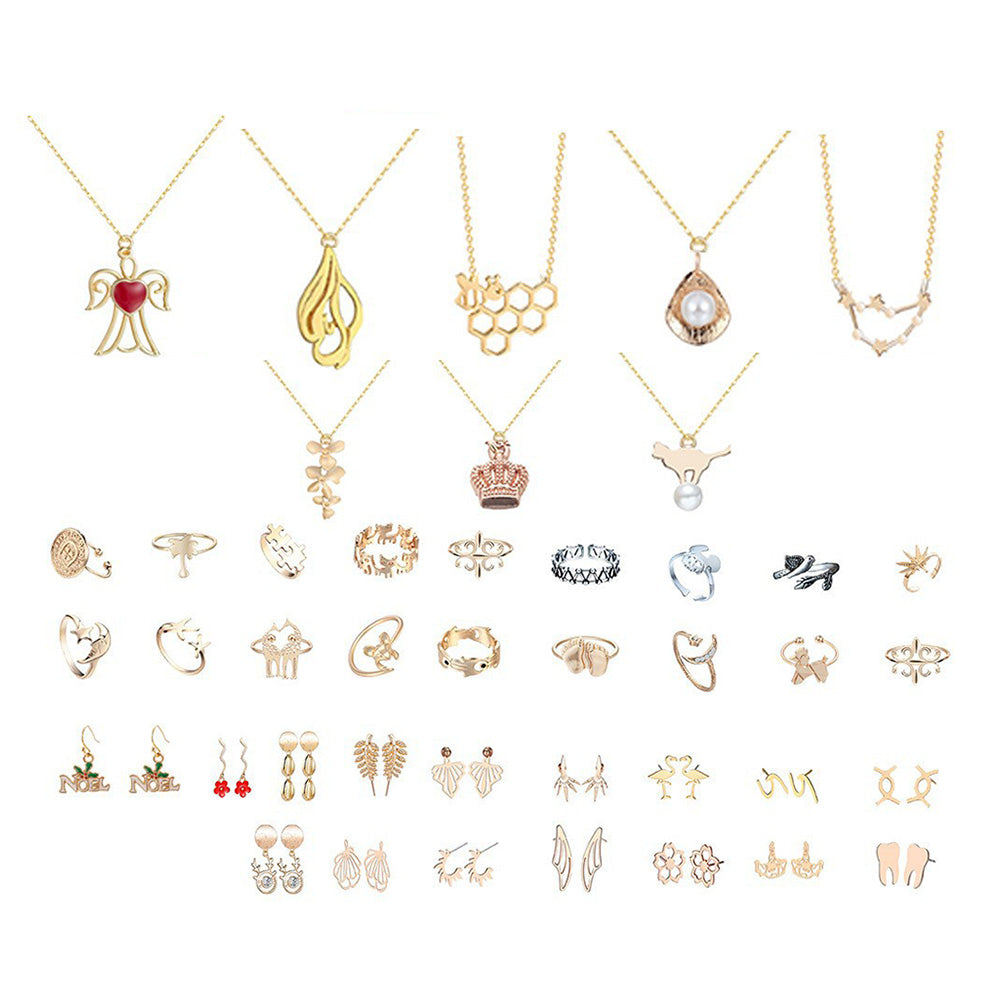 Christmas Jewelry Advent Calendar Set Earrings Rings Necklaces Keychains