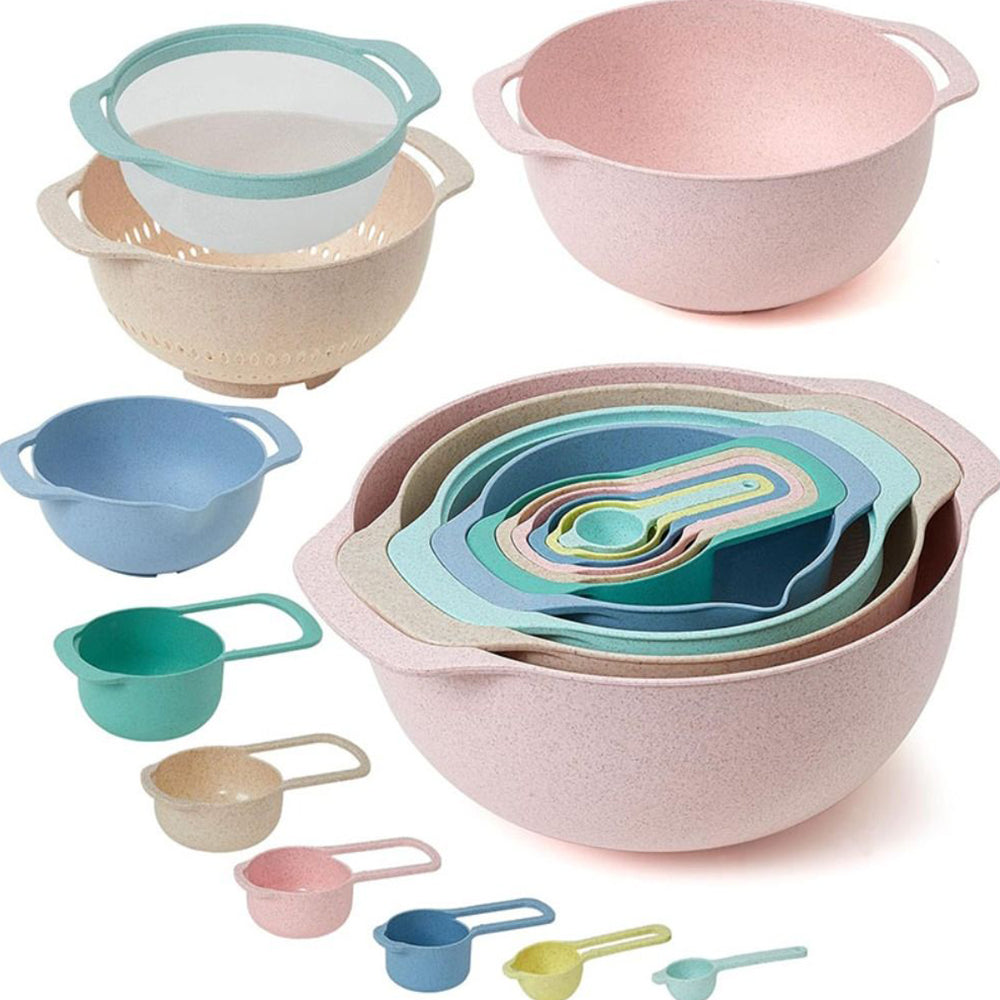 10Pcs Nested Mixing Bowls with Measuring Spoon