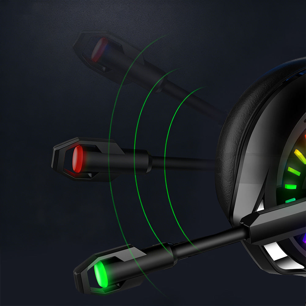 Wired Over-Ear Gaming Headset with LED RGB Lights and Mic