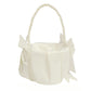 Wedding Flower Girl Basket with Pearl Handle Bowknot Satin Ribbon