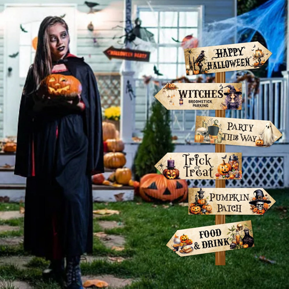 2Pcs Set of 12 Halloween Pumpkin Trick or Treat Party Decoration Arrow Signs