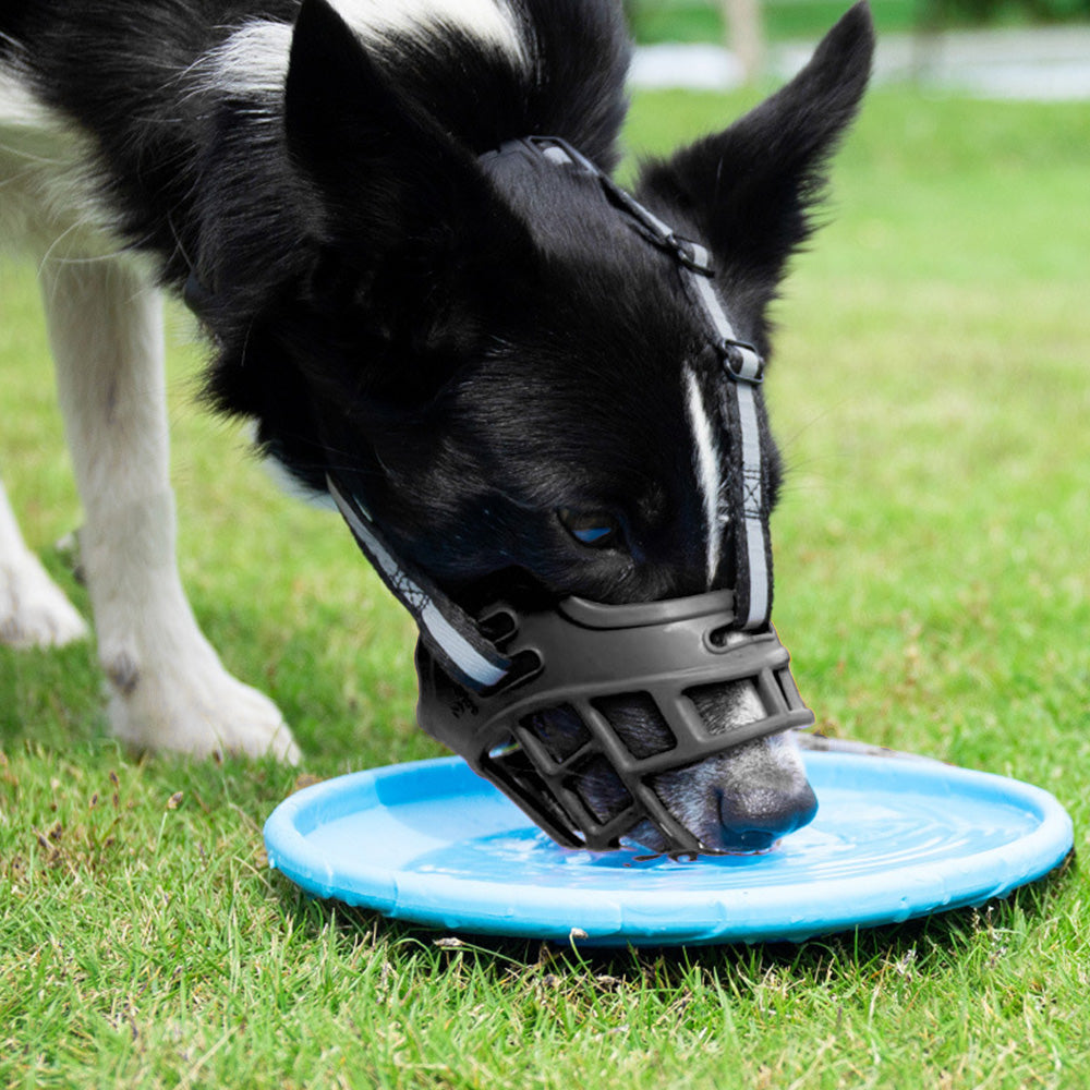 Breathable Rubber Dog Muzzle with Reflective Strap for Walking