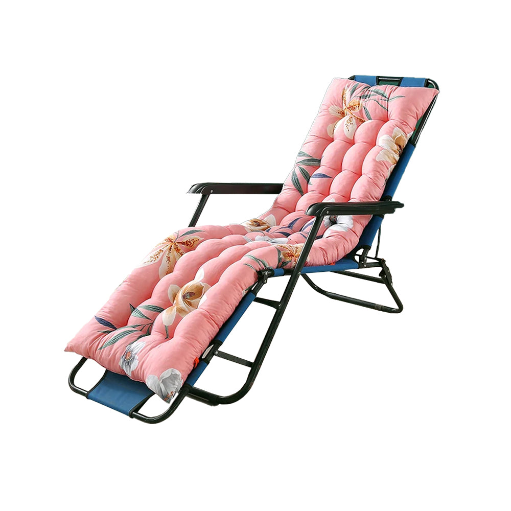 Floral Printed Lounger Chair Cushion with Anti-slip Ties