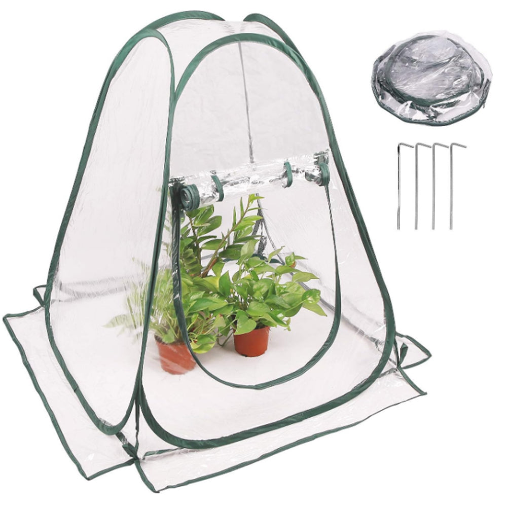 2Pcs 70x70x80cm Pop-up Greenhouse Cover Transparent PVC Mini Small Grow Plant House Tent