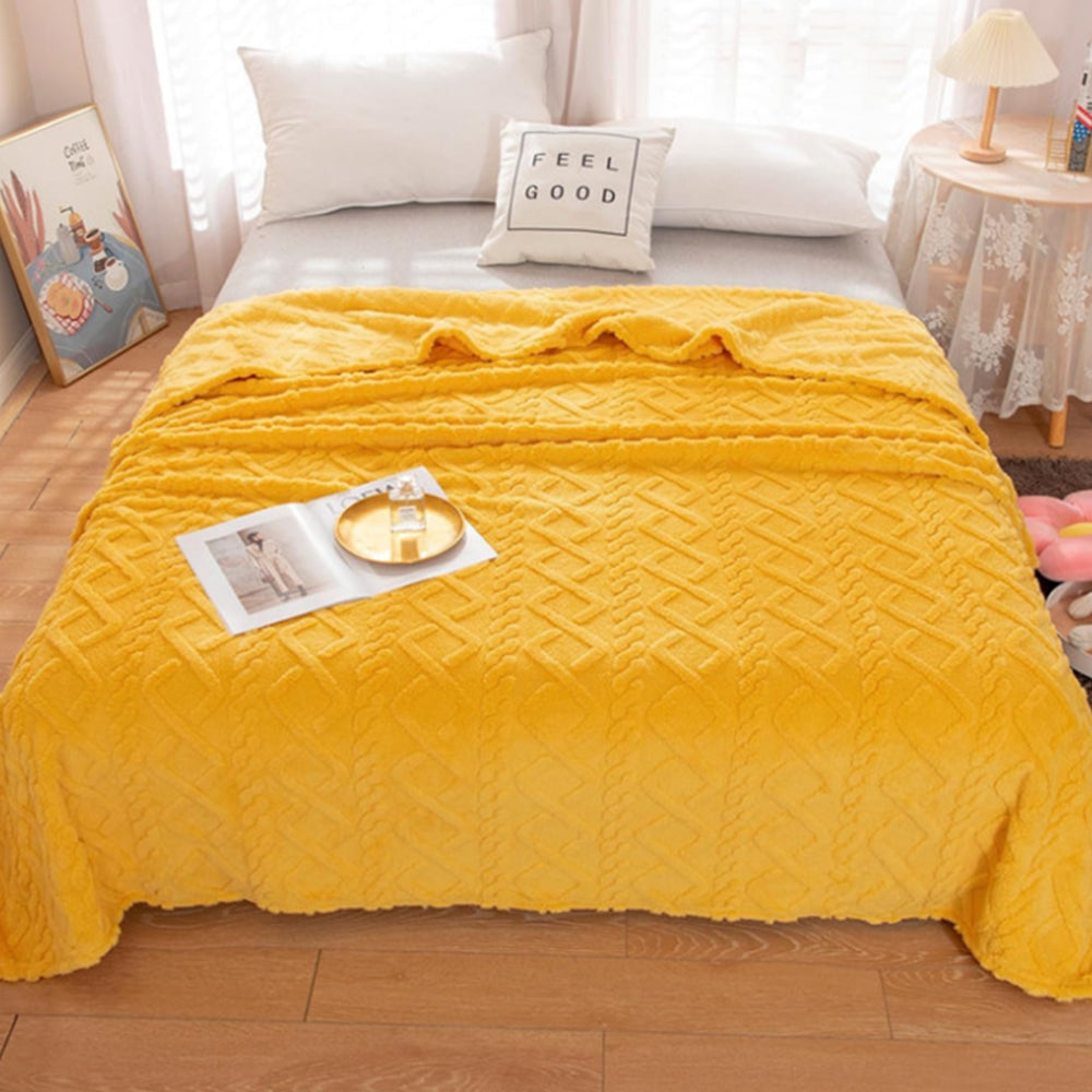 2Pcs Soft Warm Reversible Faux Long Plush Blanket