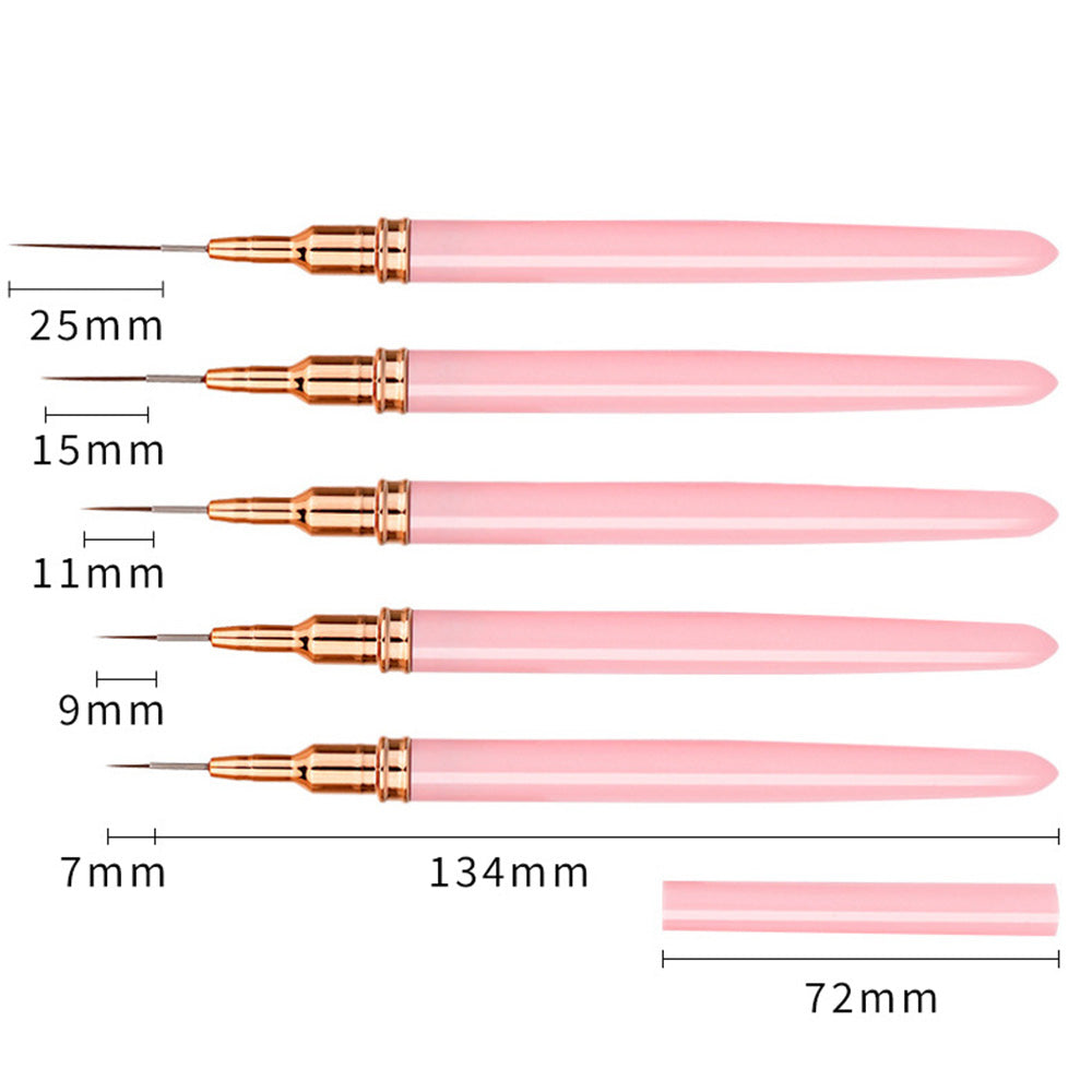 5PCS Nail Art Liner Brushes Set Nail Tools For Long Lines Thin Details Fine Drawing