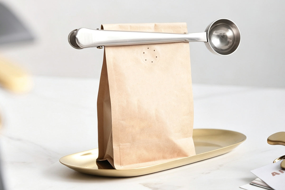 2-in-1 Coffee Scoop Bag Clip 304 Stainless Steel Spoon Bag Sealing Clip