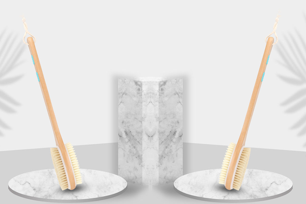 Dry Brushing Body Brush Back Scrubber for Shower Exfoliating Bath Bristle Brush