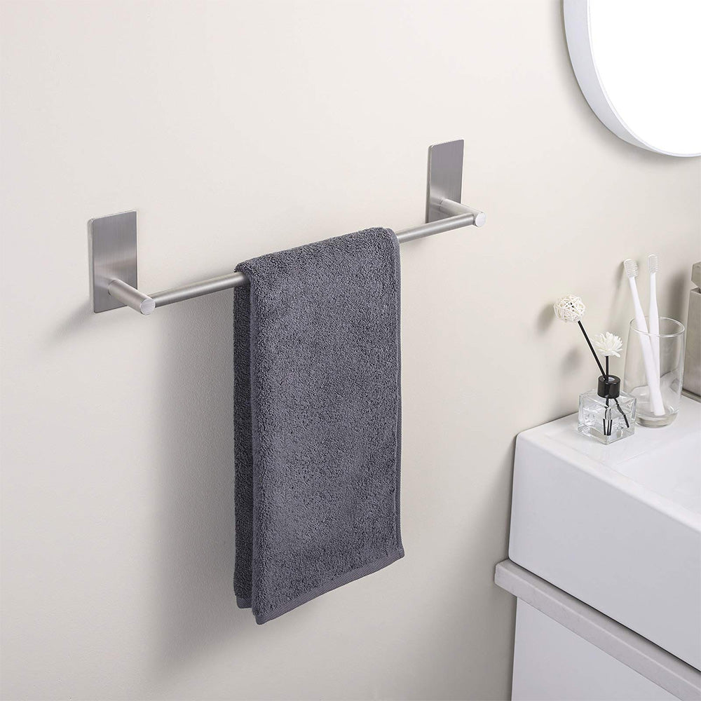 2XStainless Steel Self-Adhesive Towel Rack for Bathroom No Drilling Required