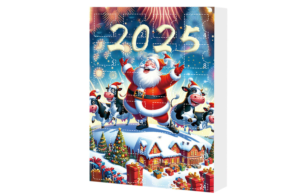 2025 Christmas Cow Advent Calendar Blind Box 24 Days Ornaments Set for Tree