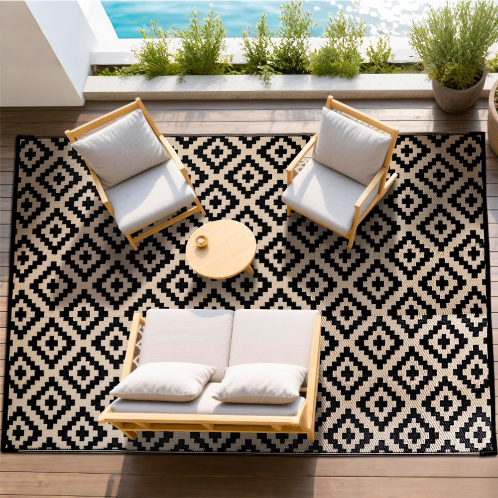 Outdoor Picnic Mat Camping Waterproof Reversible Rug for Beach Tent-Beige