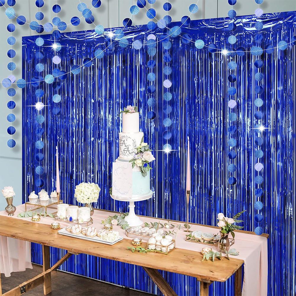 2Pcs 2m Metallic PET Foil Fringe Door Curtains for Party Backdrops