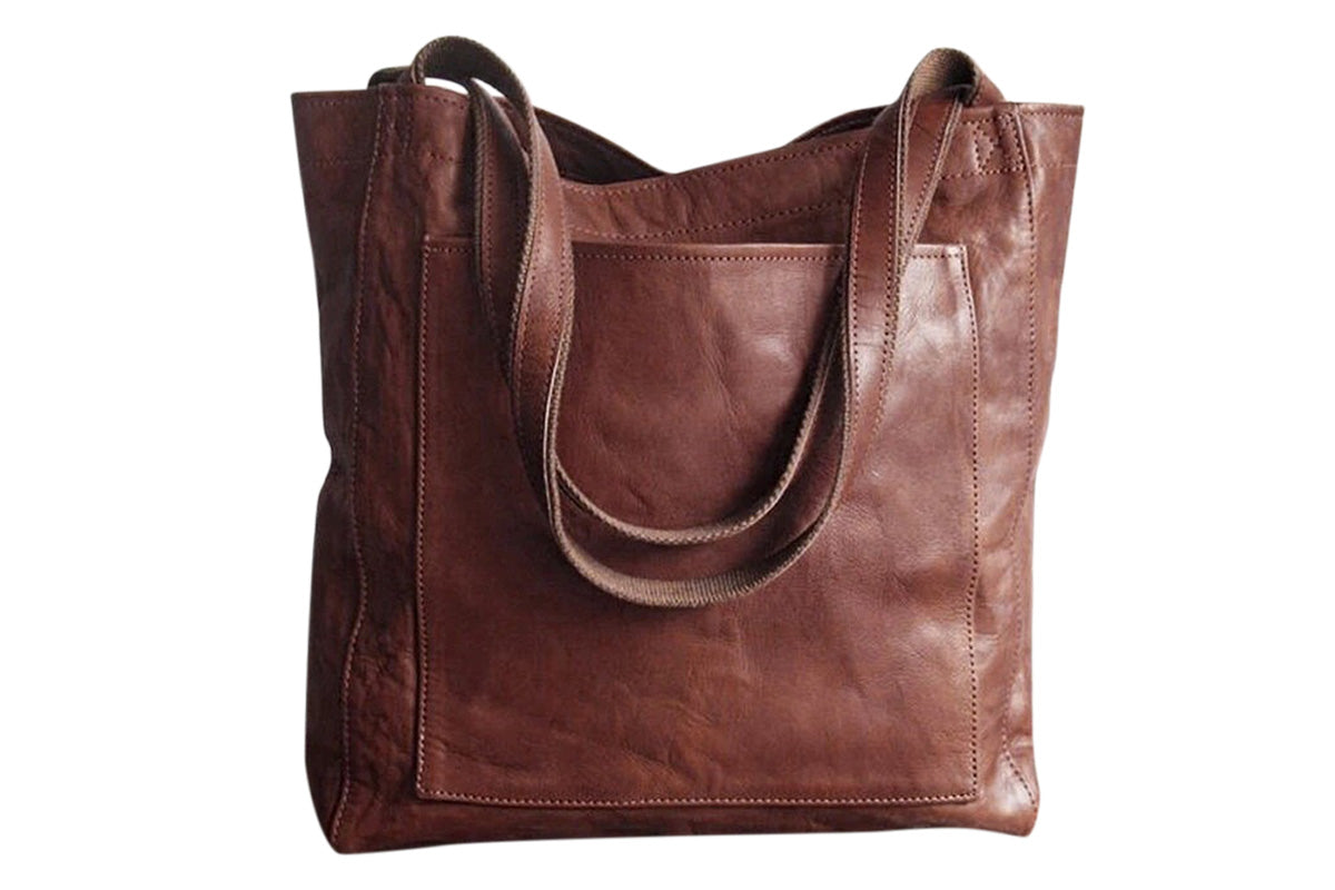 Vintage PU Leather Tote Bag Casual Shoulder Handbag