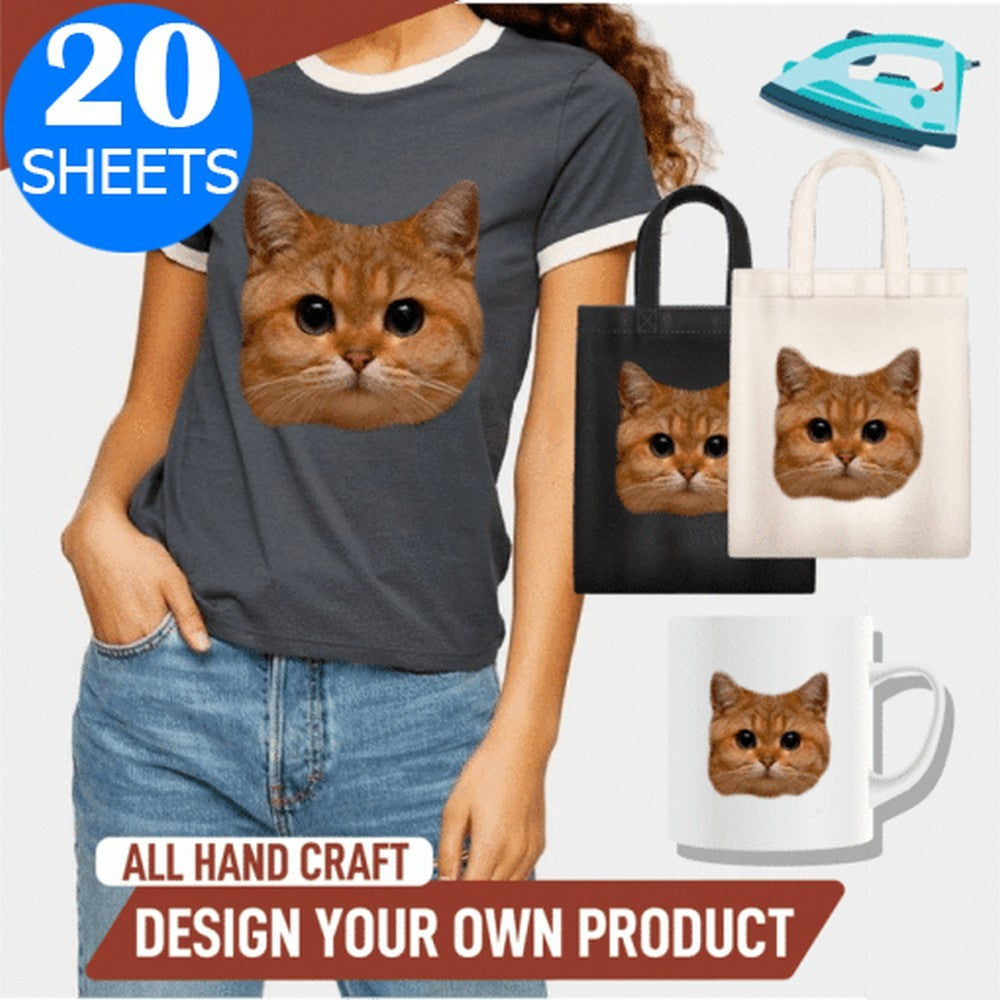 20 Sheets Printable Light T Shirt Iron Heat Transfer Print A4 Paper