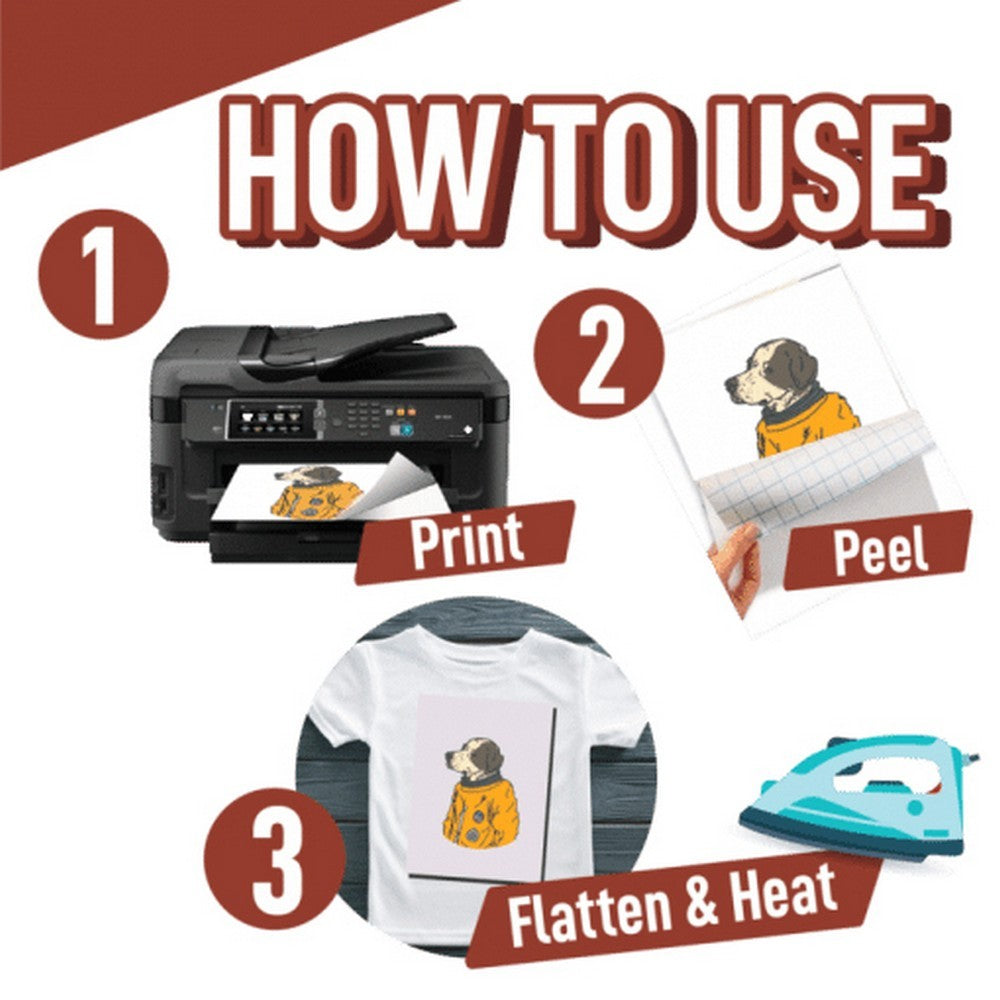 20 Sheets Printable Light T Shirt Iron Heat Transfer Print A4 Paper