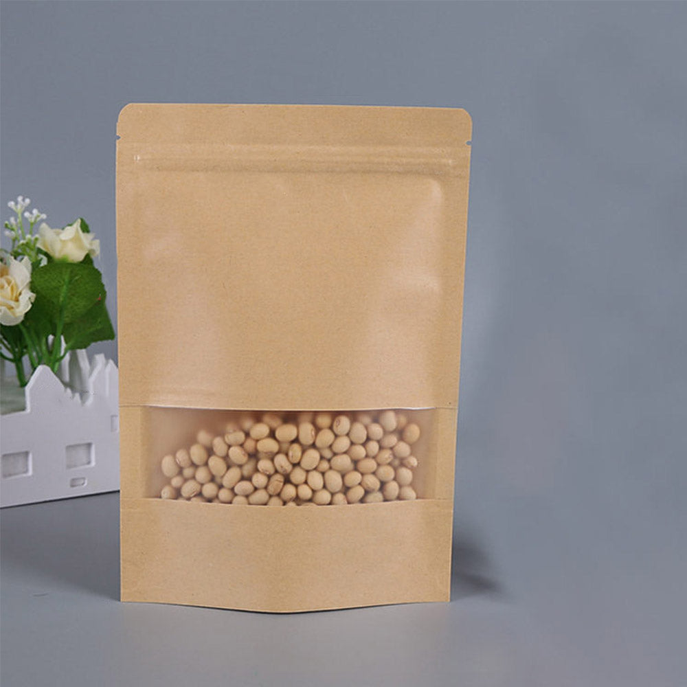 50-Pack Kraft Stand Up Pouchs Resealable Bags Snack Packaging Pouch