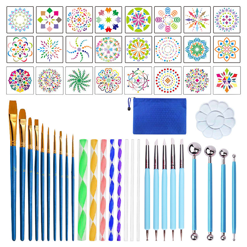 53Pcs Mandala Stencil Rocks Dot Painting Tool Kits