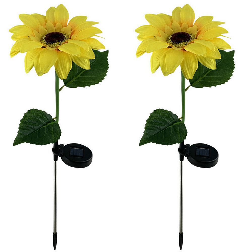 2Pcs Solar Sunflower Garden Stake Lights 8LED  Powered Outdoor LED Decor