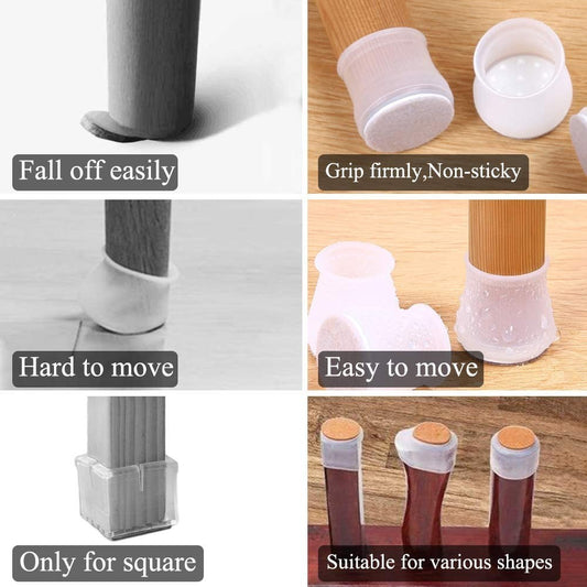 32-Pack Silicone Chair Leg Floor Protectors Table Feet Caps with Felt(Pink/Square)