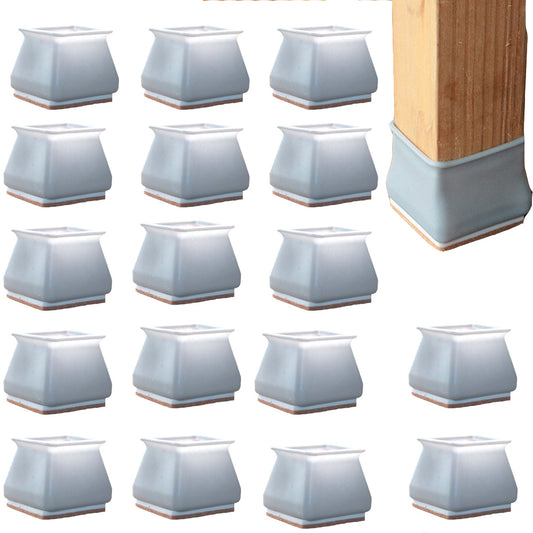 32-Pack Silicone Chair Leg Floor Protectors Table Feet Caps with Felt(Grey/Square)