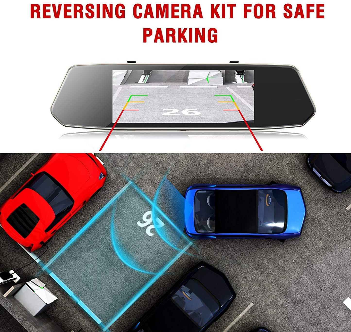 Full HD 1080P Car Rearview Anti Glare Blue Mirror Dual Lens Dash Cam Car Camera with 32G Memory Card