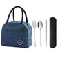 Insulated Lunch Bag with 3 Pieces of Stainless Steel Cutlery Fork Spoon Chopsticks Set and Storage Case