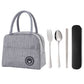 Insulated Lunch Bag with 3 Pieces of Stainless Steel Cutlery Fork Spoon Chopsticks Set and Storage Case