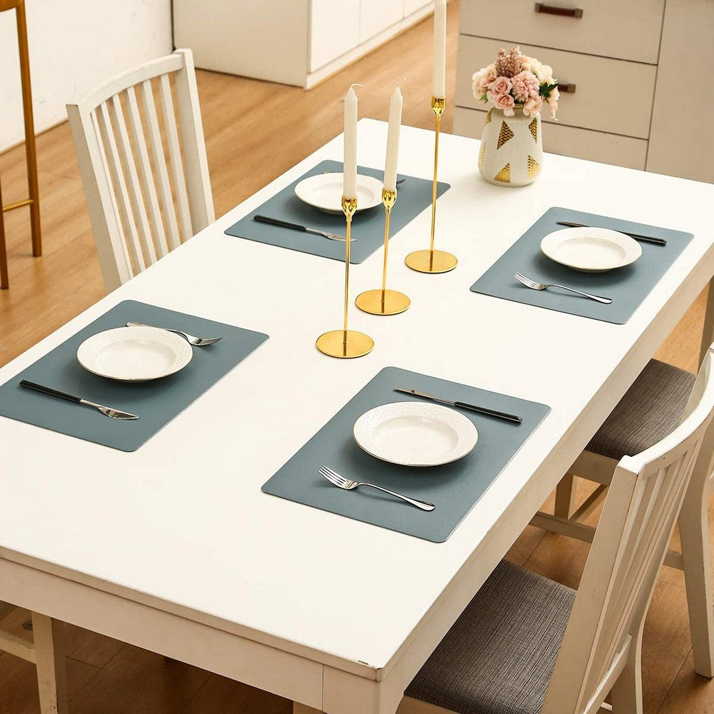 4Pcs PU Leather Oil-proof Table Mat Heat Insulation Placemat Dining Plate Pad