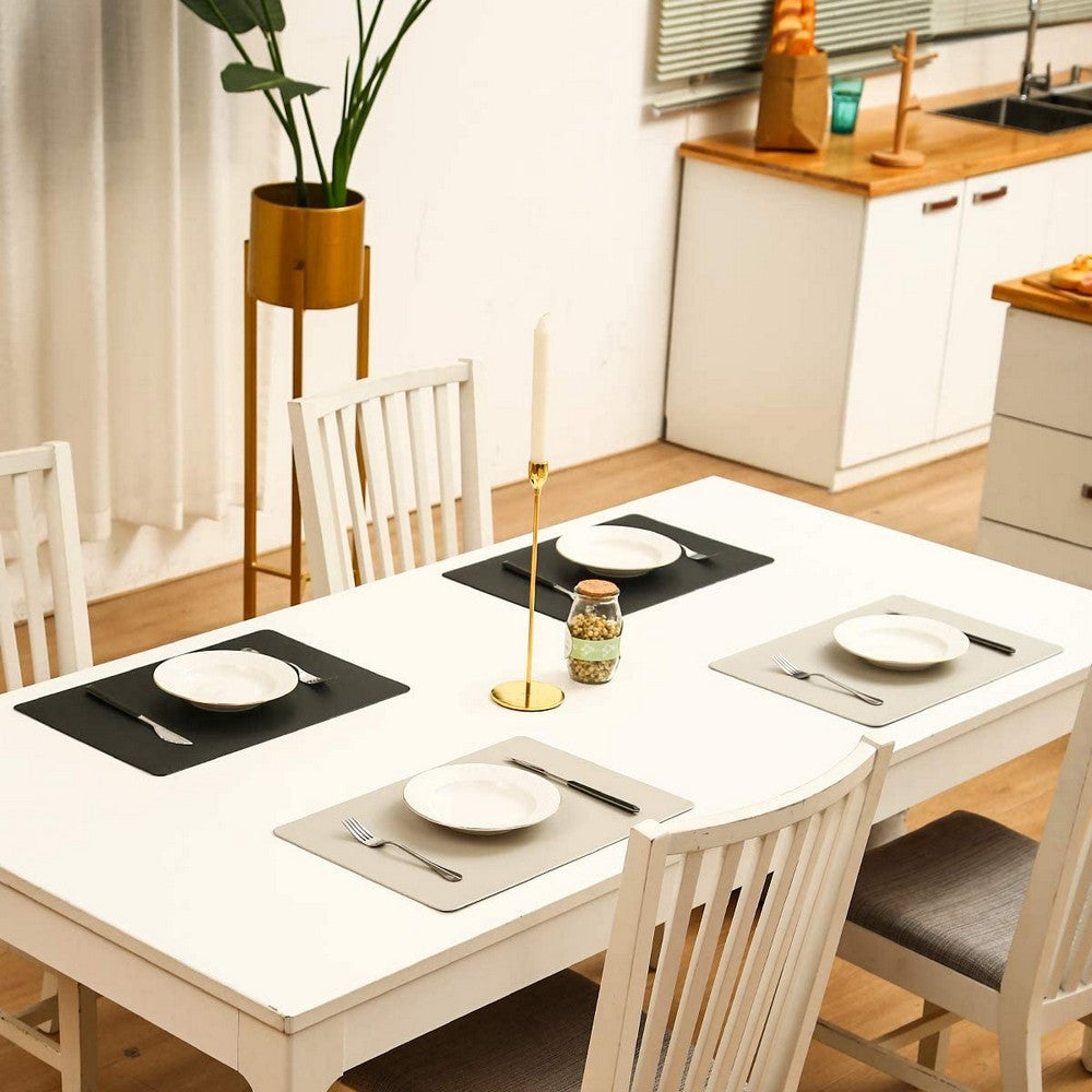 4Pcs PU Leather Oil-proof Table Mat Heat Insulation Placemat Dining Plate Pad