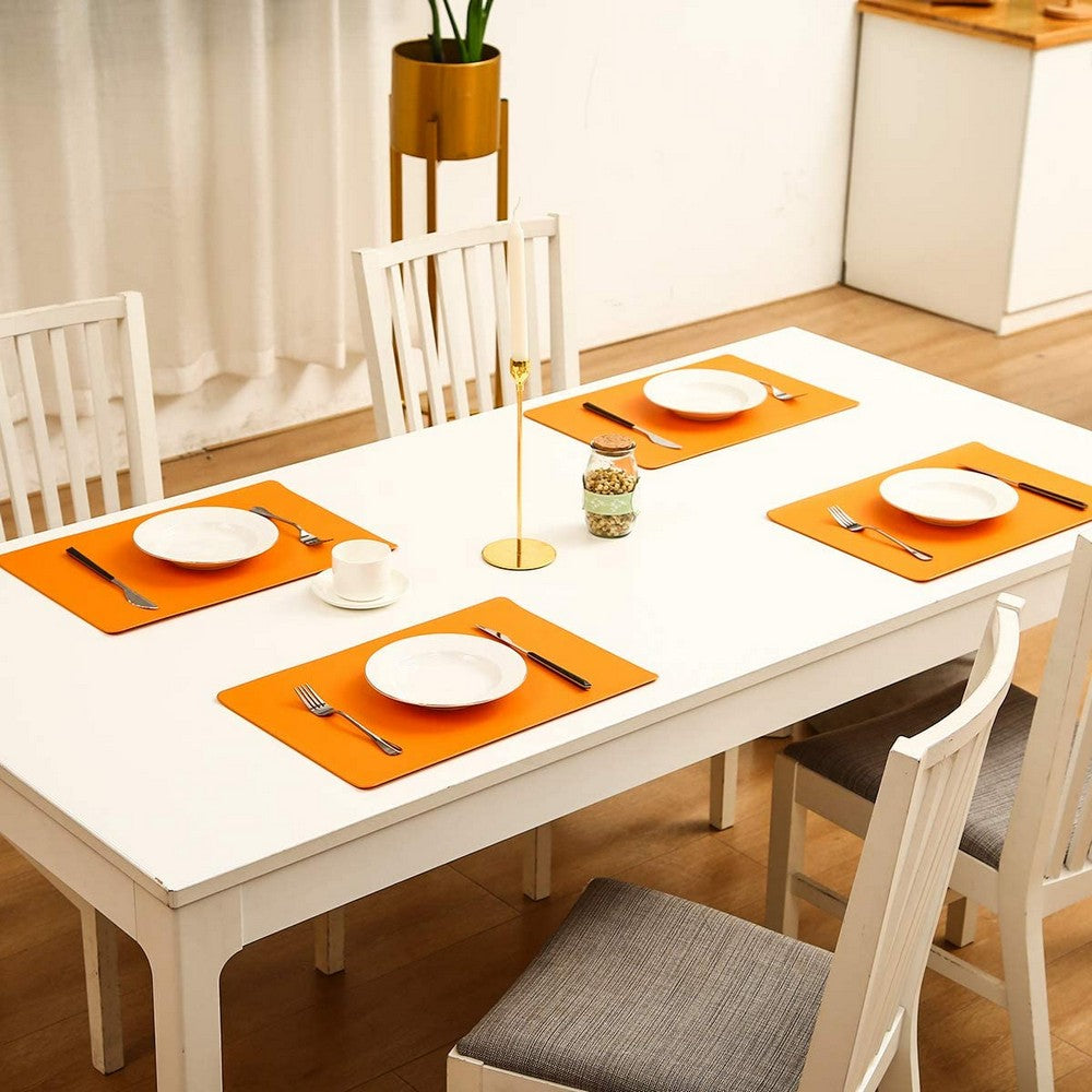 4Pcs PU Leather Oil-proof Table Mat Heat Insulation Placemat Dining Plate Pad