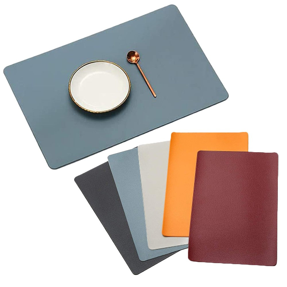 4Pcs PU Leather Oil-proof Table Mat Heat Insulation Placemat Dining Plate Pad
