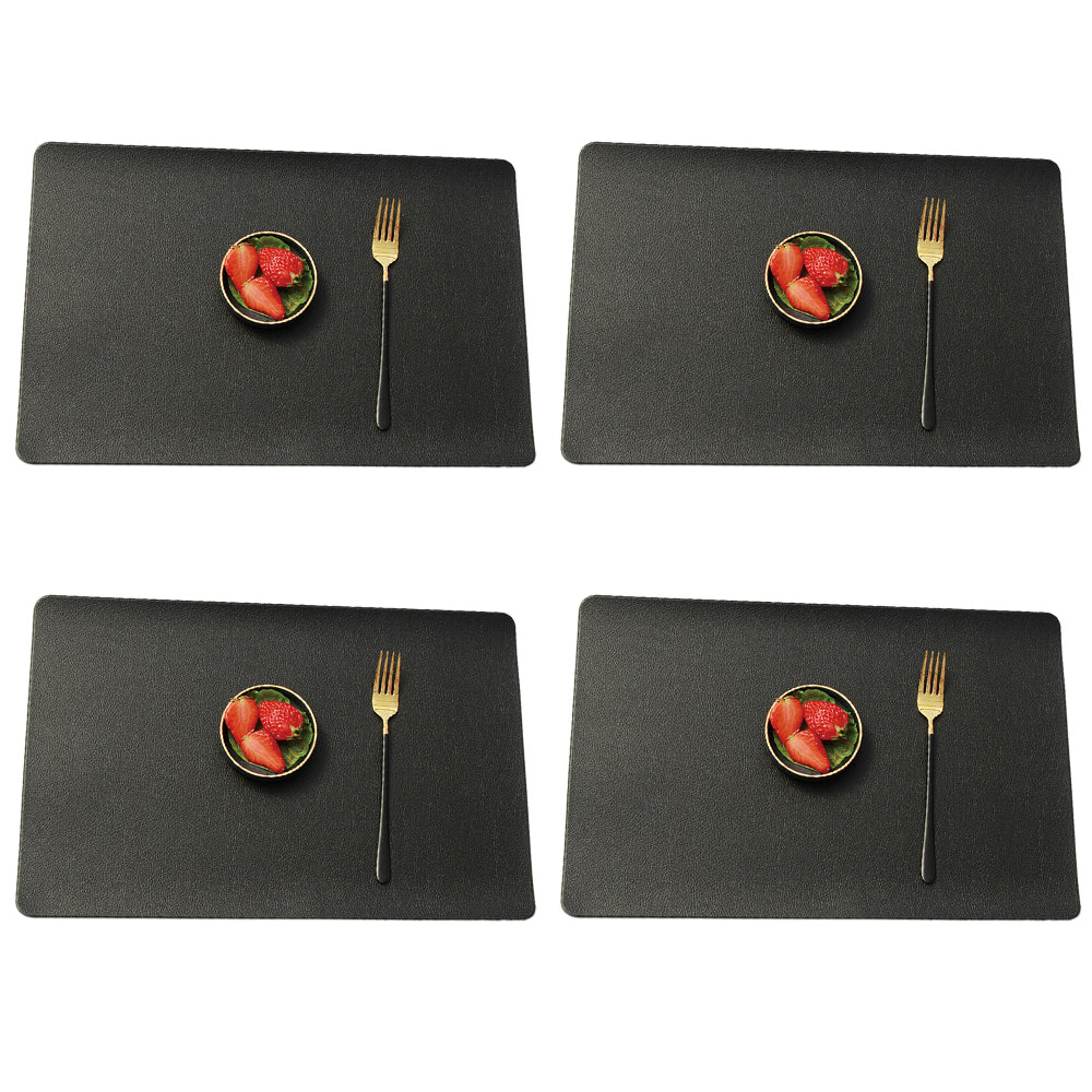 4Pcs PU Leather Oil-proof Table Mat Heat Insulation Placemat Dining Plate Pad