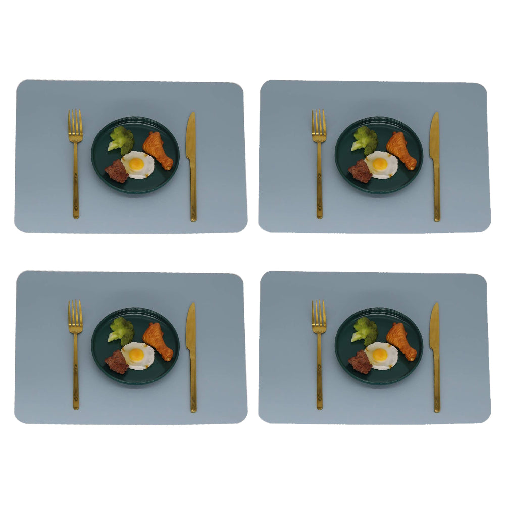4Pcs PU Leather Oil-proof Table Mat Heat Insulation Placemat Dining Plate Pad