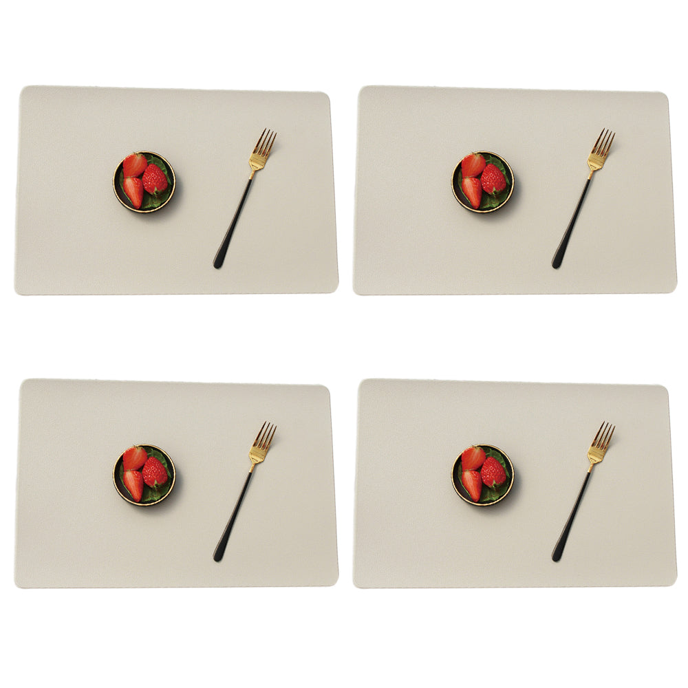 4Pcs PU Leather Oil-proof Table Mat Heat Insulation Placemat Dining Plate Pad