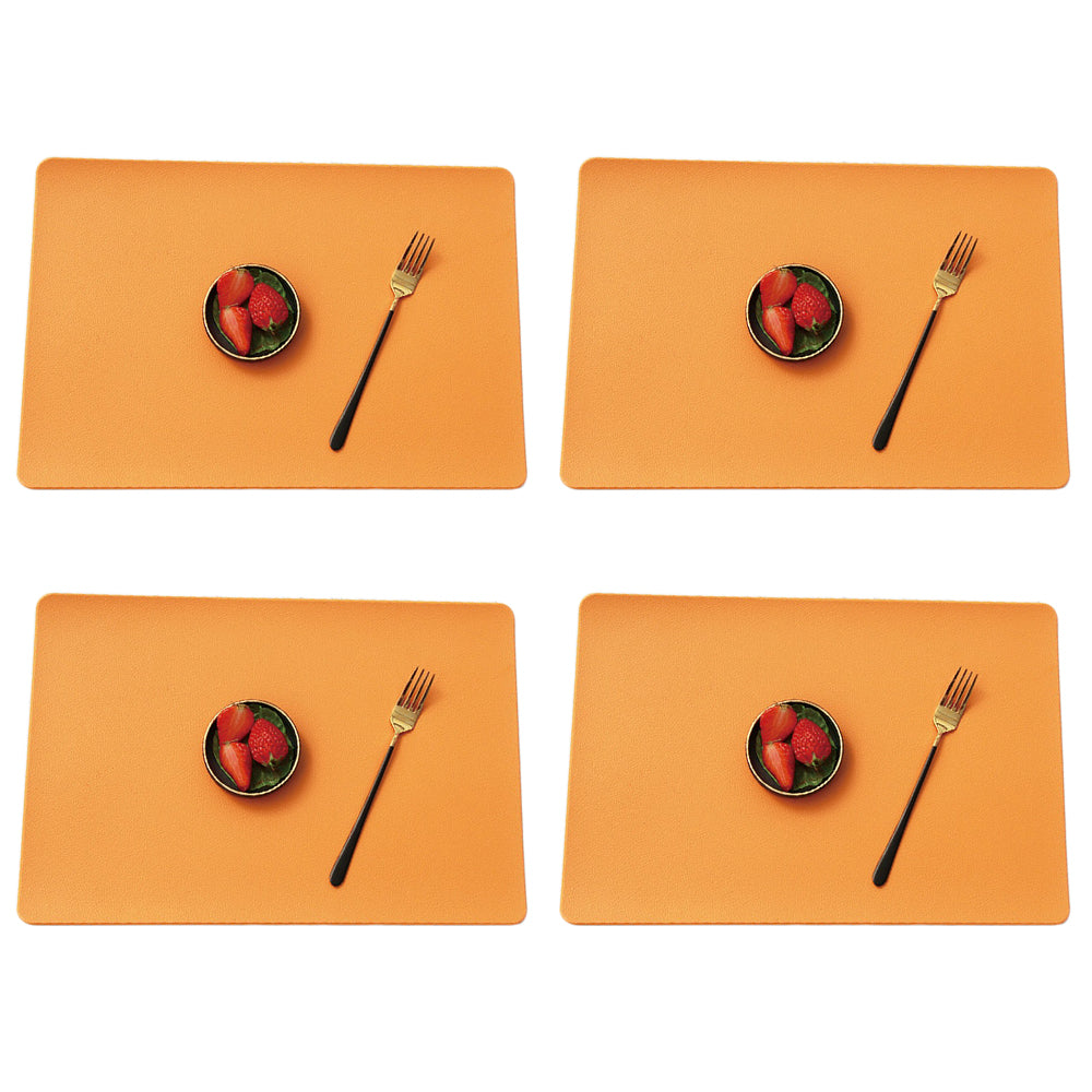 4Pcs PU Leather Oil-proof Table Mat Heat Insulation Placemat Dining Plate Pad