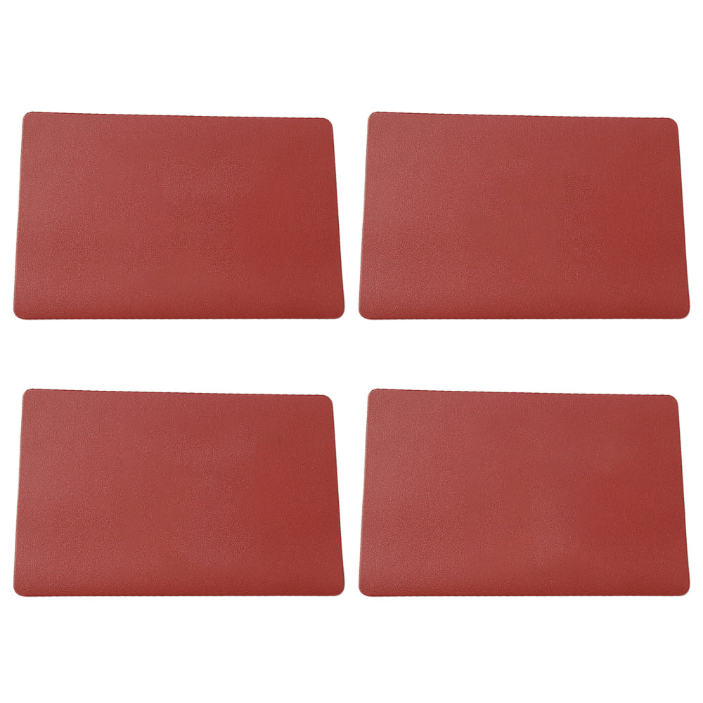 4Pcs PU Leather Oil-proof Table Mat Heat Insulation Placemat Dining Plate Pad