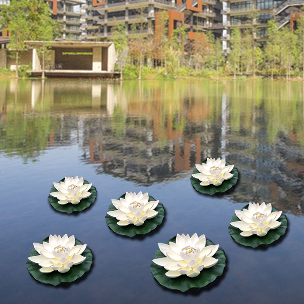 6Pcs Artificial Floating Lotus Flowers Pool Decoration