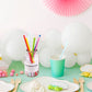 200 Pieces of Biodegradable Disposable Drinking Straws with Colourful Pattern