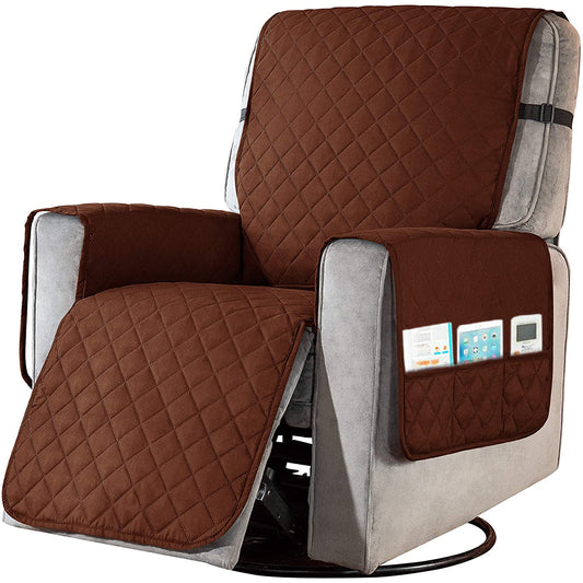 Recliner Chair Cover Sofa Slipcover with Side Pocket-Brown