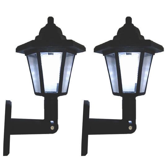 2-Pack Hexagonal Solar Light Outdoor LED Solar Sconce Retro Solar Wall Light