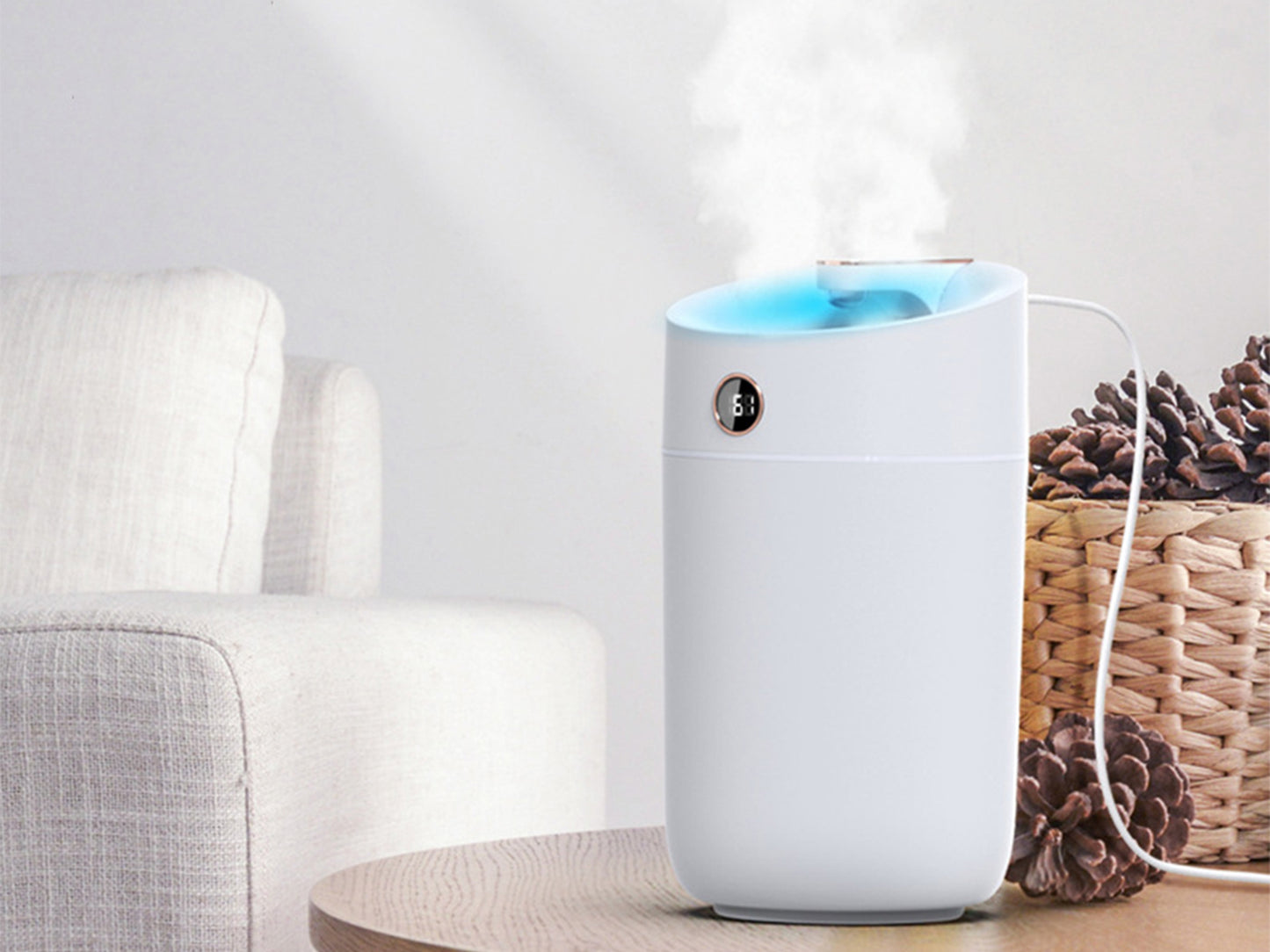 Double Spraying Humidifier with Humidity Monitor and 3L Water Tank