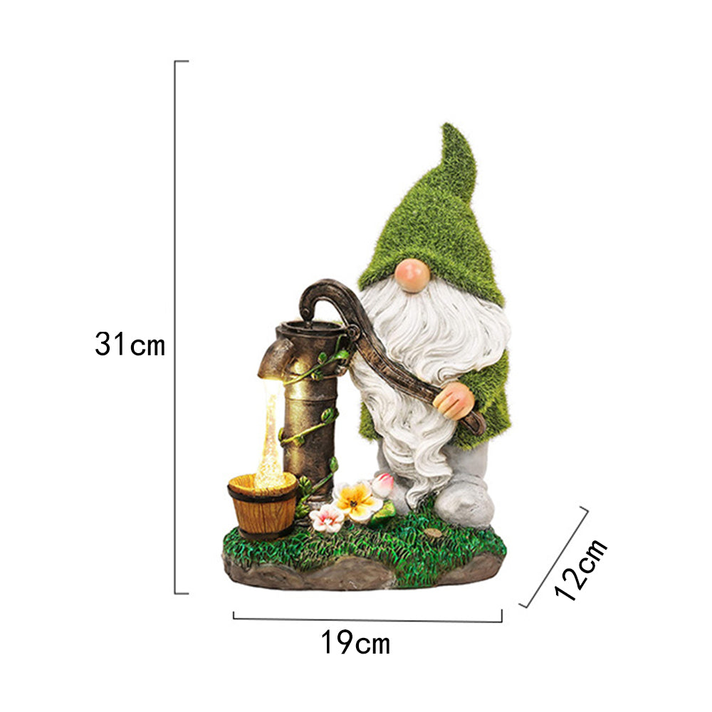 Garden Gnome Sculpture Statue with Solar Powered Lights